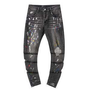 AMIRI Black Distressed Paint-Splatter Jeans